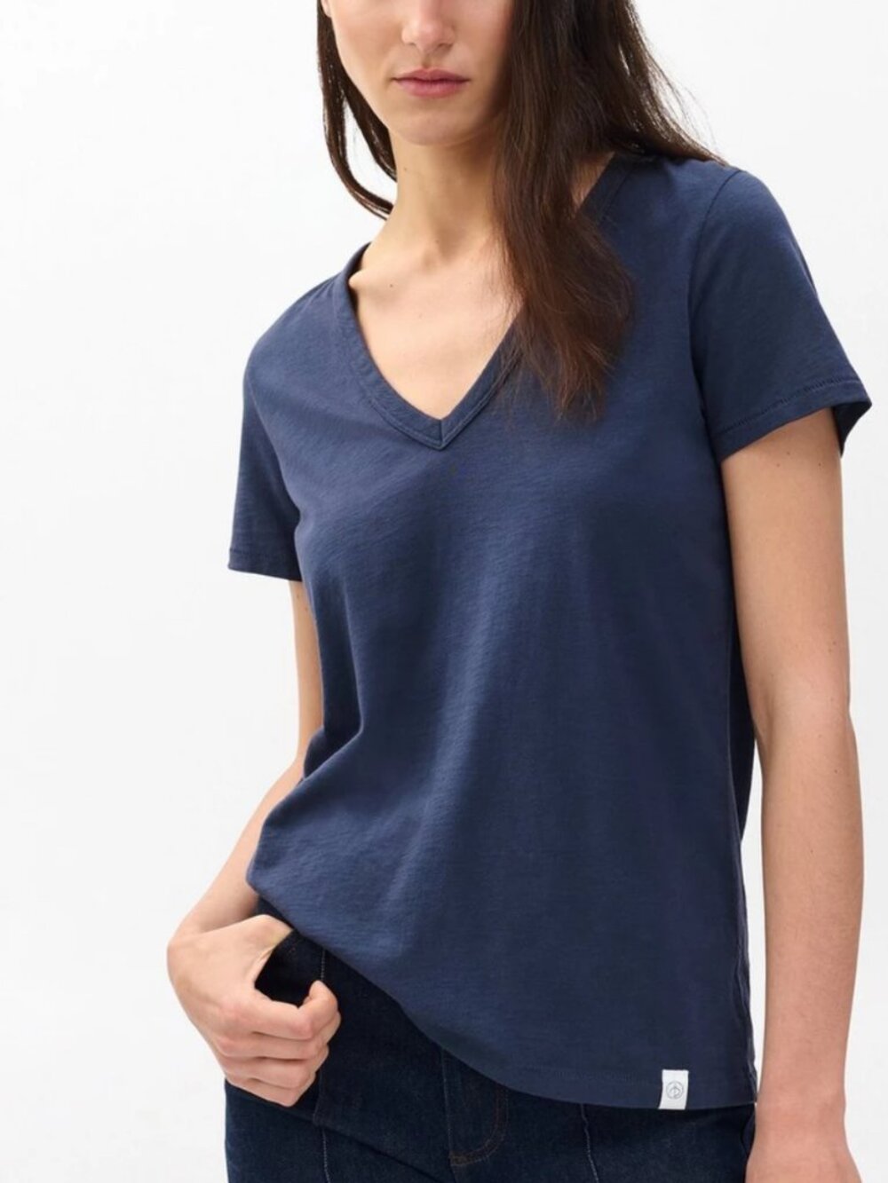 rag & bone 💚 Organic Pima Cotton Navy V-Neck Tee Small